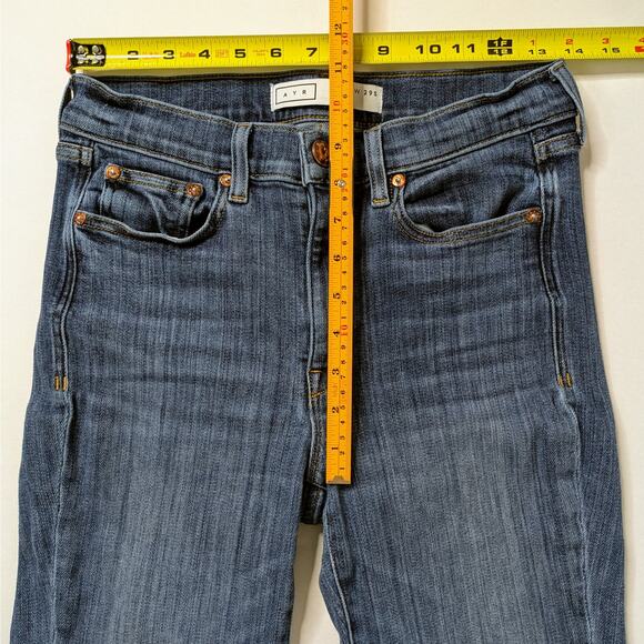 AYR The Pop 29S Short Blue Straight Leg High Rise Stretch Minimalist Denim - Picture 7 of 11